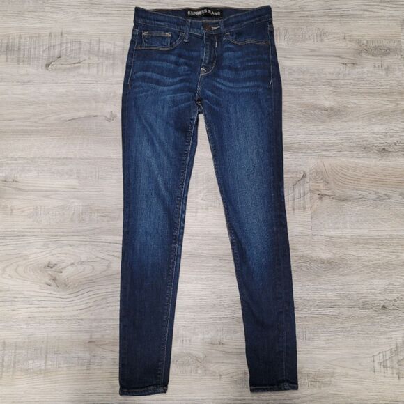 Express Mid-Rise Ankle Legging Jeans in Dark Denim Size 2 - Picture 1 of 9